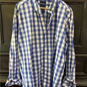 Tommy Bahama Blue and White Plaid Men's Shirt
